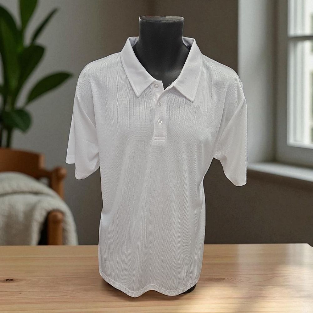 BAGAZIO MENS SOLID WHITE CASUAL 3 BUTTON SHORT SLEEVE PULLOVER POLO SHIRT BM1157